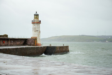 Lighthouse of Whitehaven harbour in Cumbria, England, UK