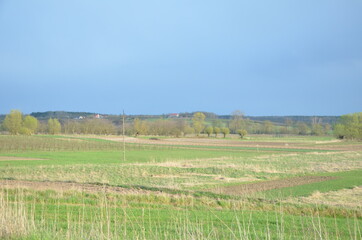 pola, krajobraz, niebo, gras, zieleń, charakter, rolnictwa, hayfield, obszarów wiejskich, blękit, lato, droga, chmura, farma, jary, chmura, horyzont, countryside, kraina, roślin, sad, sady wiosną , sa