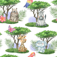 Animals under a tree pattern