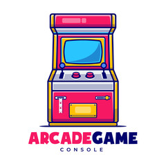 Arcade Game Carnival Mascot Cartoon Logo Template. Arcade Game Company Editable Logo. Amusement Park Flat Cartoon Style