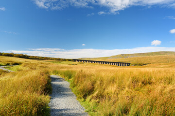 Ribblehead viaduct, located in North Yorkshire, the longest and the third tallest structure on the Settle-Carlisle line.