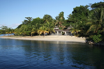 View of the City Beach in Port Antonio. Jamaica.