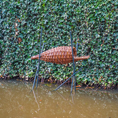 Close up of a wickerwork duck nesting basket
