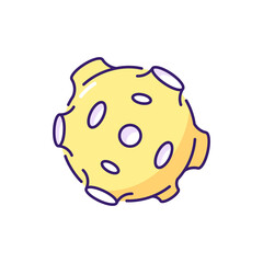 Moon RGB color icon. Natural satellite of our planet. Big grey space body that spins around earth. Reflecting sun light in night time. Isolated vector illustration