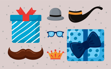 Naklejka premium seven fathers day icons