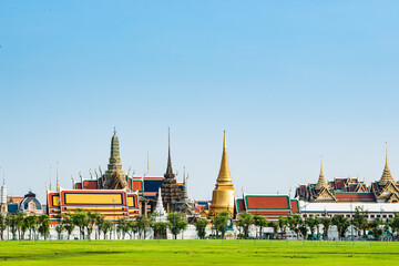 Naklejka premium Wat Phra Keaw is the landmark or symbol of Bangkok. this place is the destination for every tourist who travel to Thailand