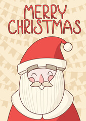 Cute santa claus wishes merry christmas. Hand-drawn postcard. Ideas for postcards, souvenirs, invitations.