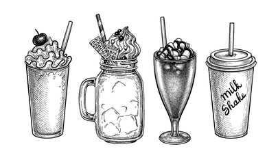 Ink sketches of beverages.