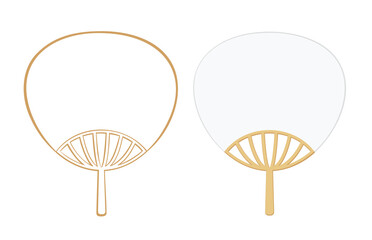 blank hand fan, summer paper fan line icon vector illustration
