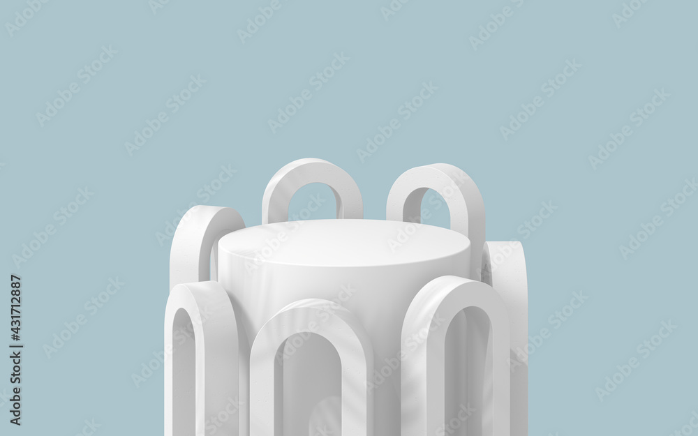 Poster empty creative object stage, 3d rendering.