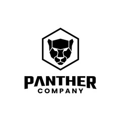 Head of Black Jaguar Panther Leopard Lion Tiger Puma Cougar Wolf Cheetah Rustic Silhouette Vintage Retro Hipster Logo Design