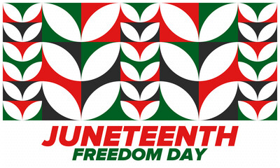 Juneteenth Independence Day. Freedom or Emancipation day. Annual american holiday, celebrated in June 19. African-American history and heritage. Poster, greeting card, banner and background. Vector