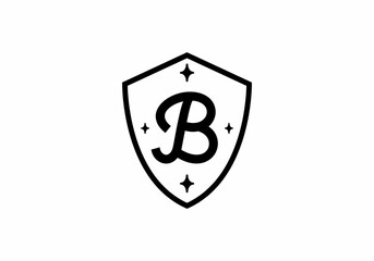 Black line art of B initial letter in shield shape