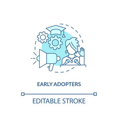 Early adopters concept icon. Product adopters idea thin line illustration. Increasing market penetration. Getting privilege being first. Vector isolated outline RGB color drawing. Editable stroke