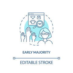 Early majority concept icon. Product adopters category idea thin line illustration. Embracing new product slowly and cautiously. Vector isolated outline RGB color drawing. Editable stroke