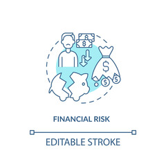 Financial risk concept icon. Purchase risk factor idea thin line illustration. Making wrong decision. Wasting money on product, service. Vector isolated outline RGB color drawing. Editable stroke