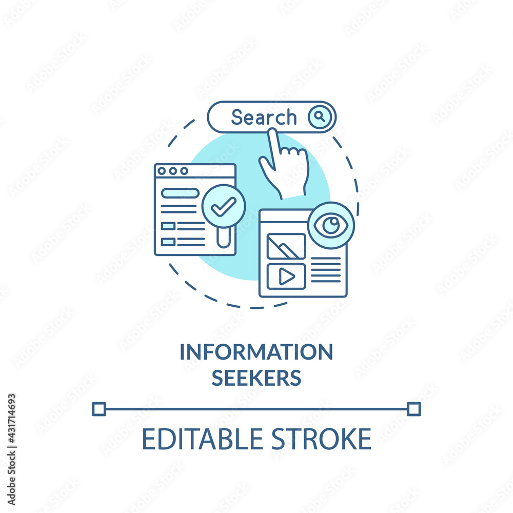 Poster information seekers concept icon. internet consumer behavior idea thin line illustration. observed a