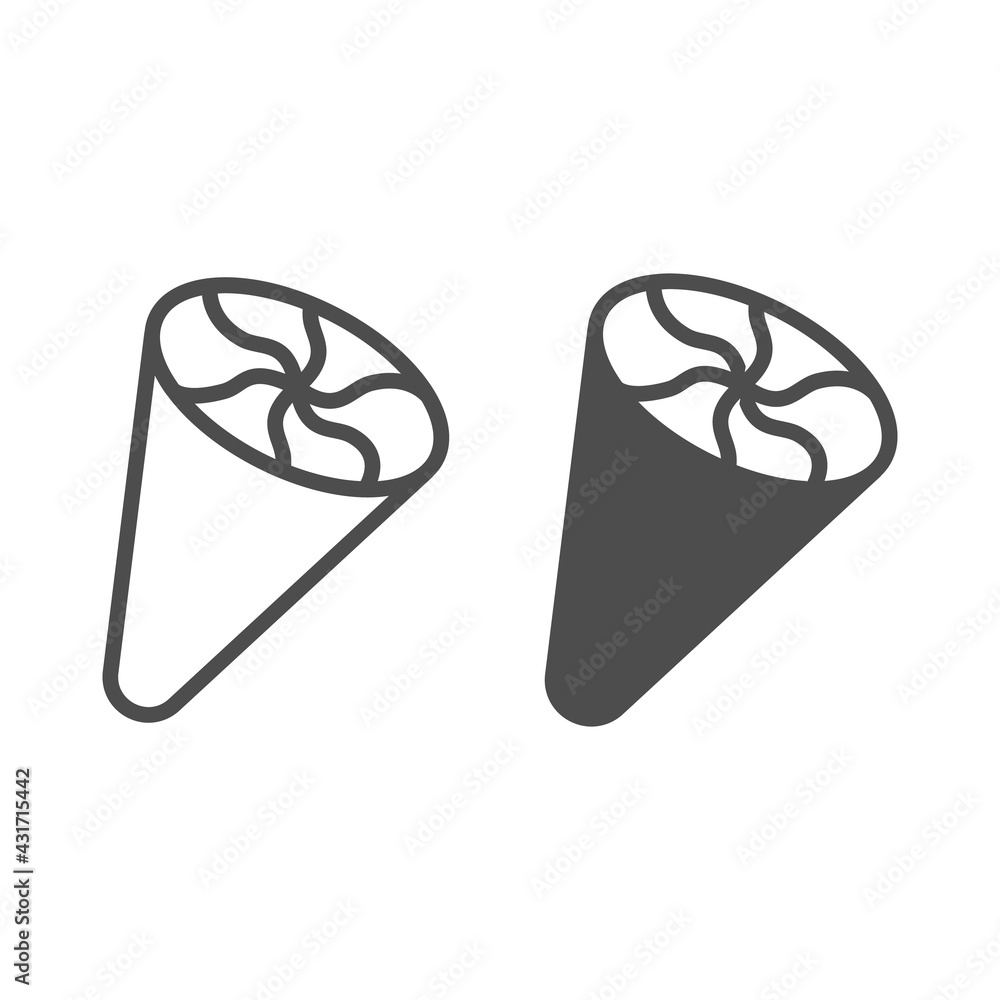 Poster ice cream in cone line and solid icon, ice cream concept, cone ice cream vector sign on white backgr