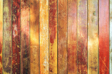 Vintage old wood texture, Colorful vertical plank background, pattern of old orange vertical wooden planks. colorful wooden background texture.