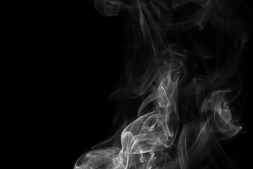 swirling movement of white smoke group, abstract line Isolated on black background