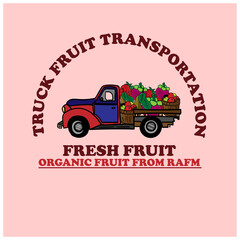 truck fruit  design logo transportation. classic cars design logo vector
