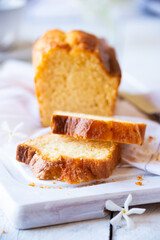Sweet loaf or fruit cake on white
