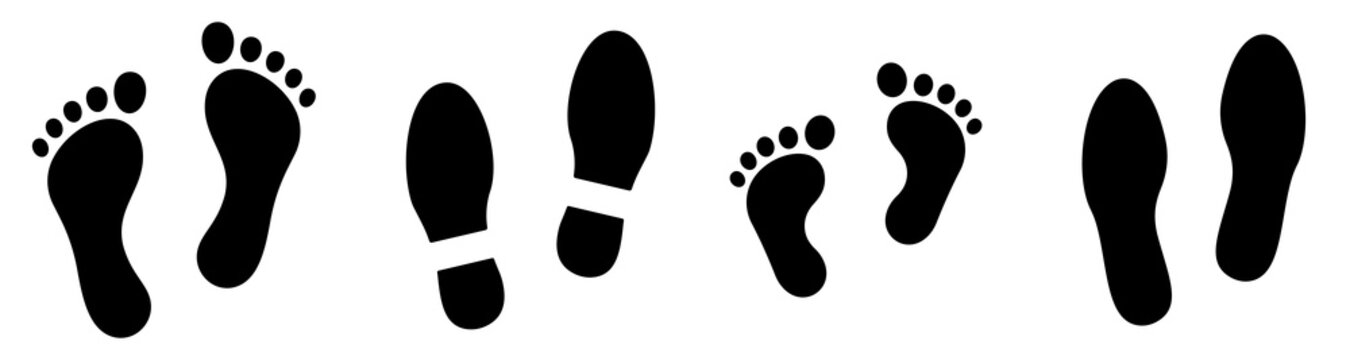 Footprint vector set. Footprint silhouette. Simple footprints set vector