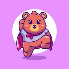Obraz na płótnie Canvas Cute super hero bear jumping cartoon
