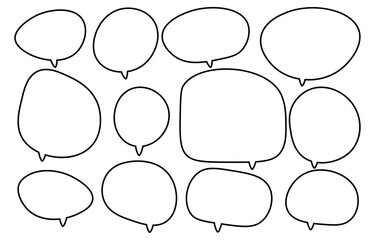 Set speech bubbles on a white background, vector speaking or talk bubble , icon text or communication,comic oval doddle frame