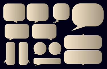 Set speech bubble on a dark background, vector speaking or chat talk box , icon balloon text or communication,speak cloud for cartoon and comic, message dialog