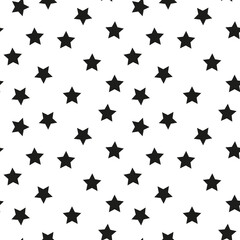 Geometric seamless pattern. Monochrome randomly abstract vector texture with stars