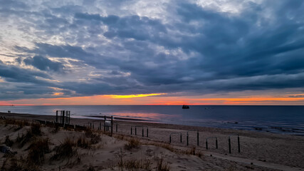 landscape with sea sunset on beach