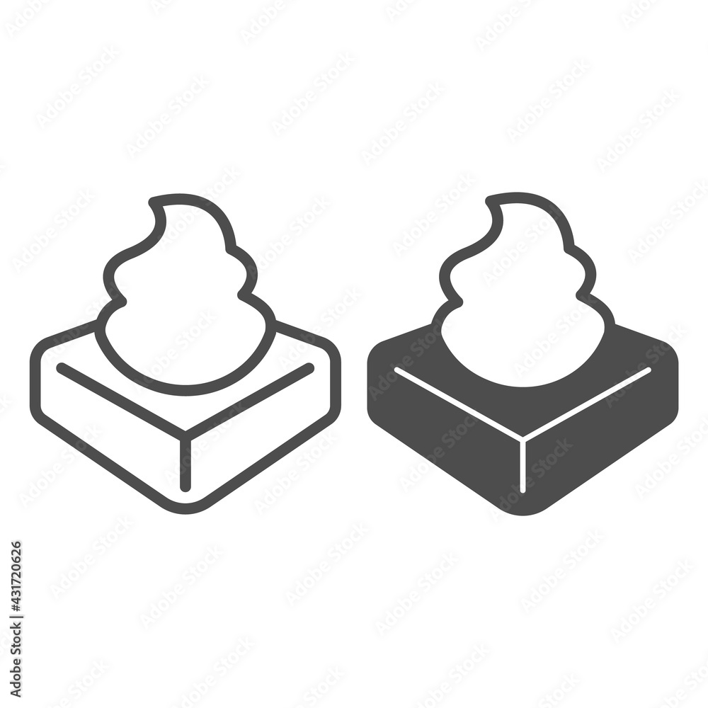 Poster square cupcake with cream line and solid icon, icecream concept, cupcake with cream vector sign on w