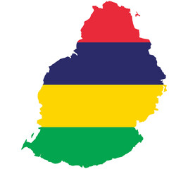 Map Flag of Mauritius isolated on white background. Vector illustration eps 10
