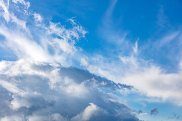 Fototapeta na wymiar Clouds on blue sky background, abstract cloudscape
