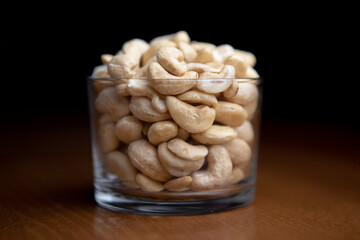 Cashew in a glass on a table