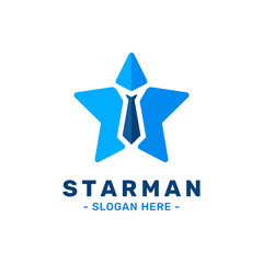 Obraz premium Star man logo design template. Tie and star logo combination. Concept of success, innovation, idea, growth, etc.