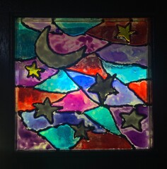 Stained glass night stars
