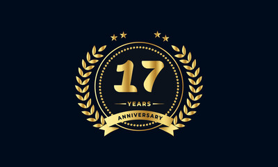anniversary golden label with ribbon