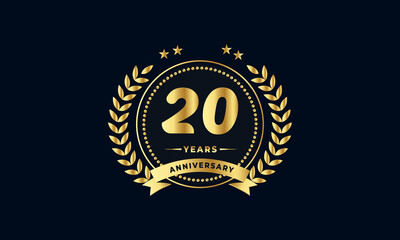 20th anniversary golden label with ribbon