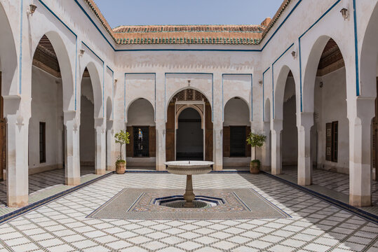Marrakesh, Morocco - July 21, 2016: A picture of one of the courtyards of the Bahia Palace.