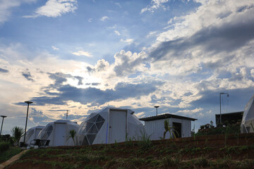 Fototapeta premium Tent for relaxing on the mountain ,camping in the park