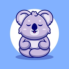 Cute baby koala meditation cartoon