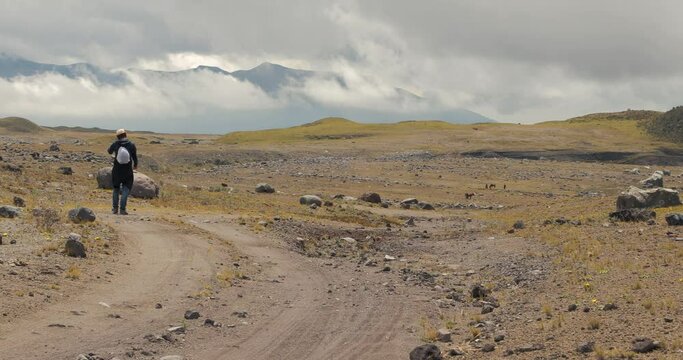 Walking the trail in the Andes
