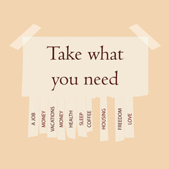 a leaflet with a choice of actions, tear-off. Drawn in a vector