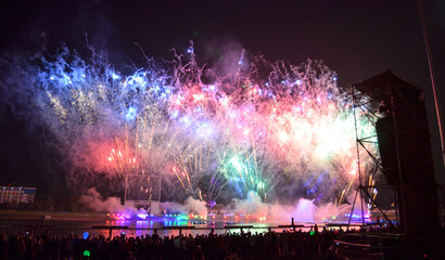 Fototapeta na wymiar fireworks in the night city