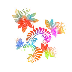Multicolored decorative flower on a white background. Vector illustration