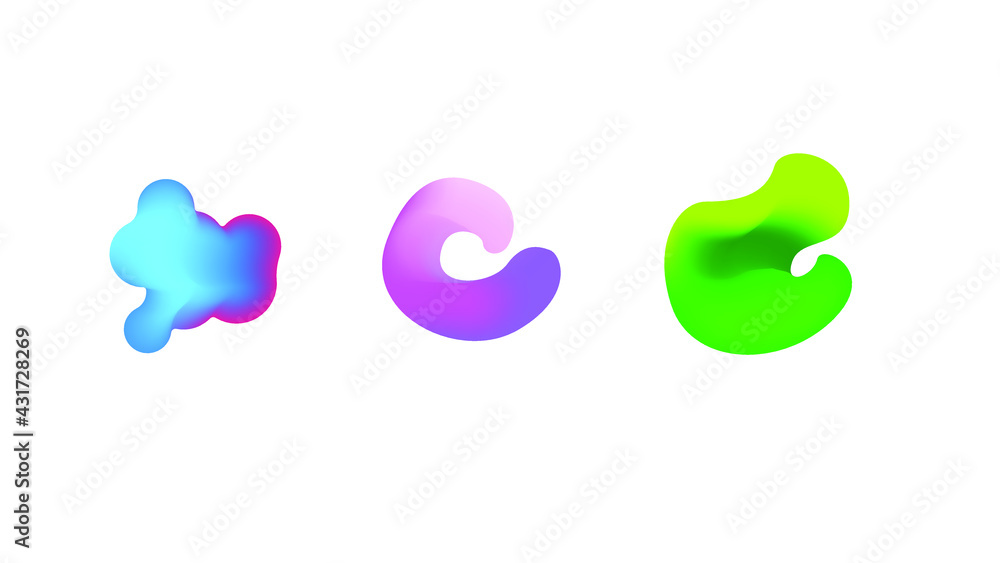 Poster abstract set liquid color collection geometric shapes fluid gradient dynamic elements banner logo ve