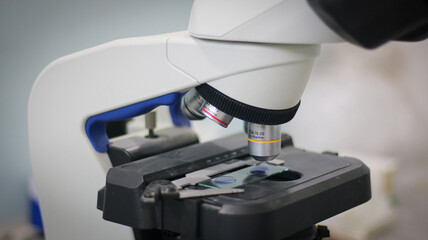 Fototapeta na wymiar close up of a blood test microscope