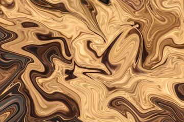 Brown and beige abstract background fluid acrylic painting. Liquid coffee, chocolate spots. illustration in the fluid art style